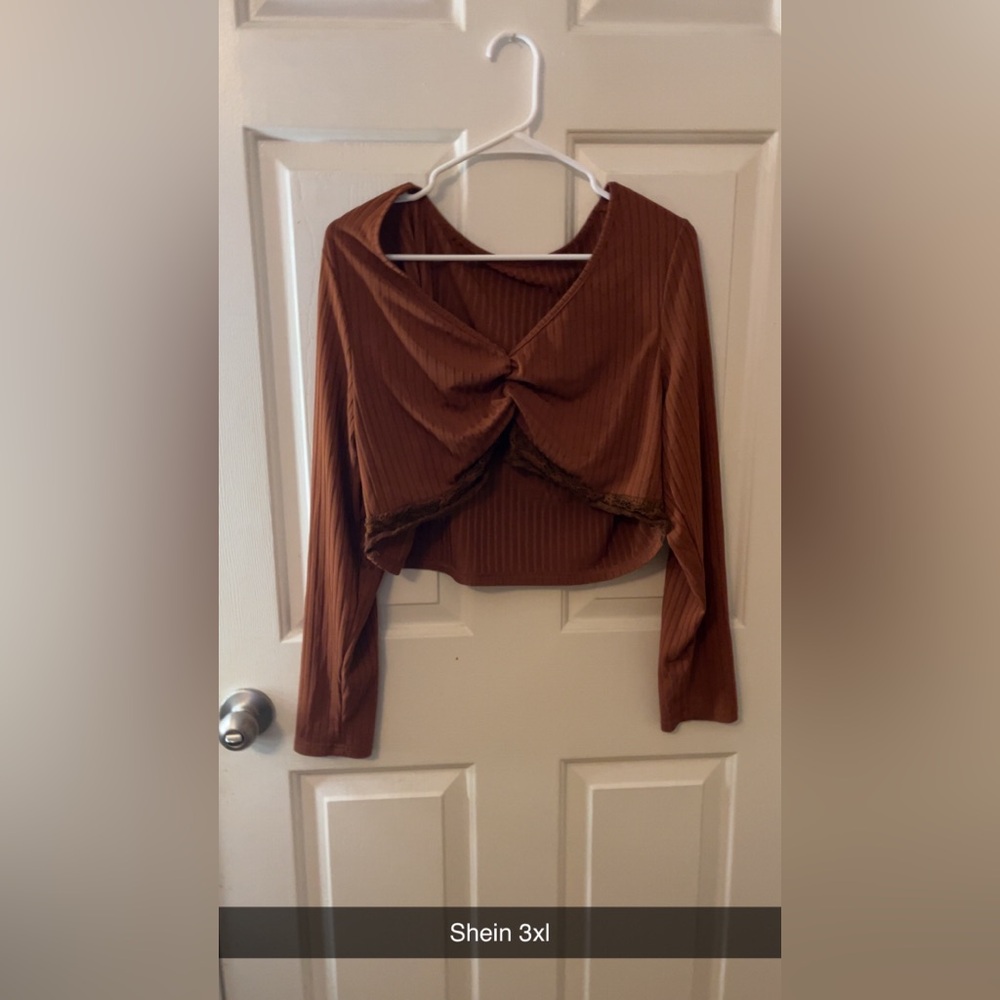 Shein 3xl textured crop long sleeve